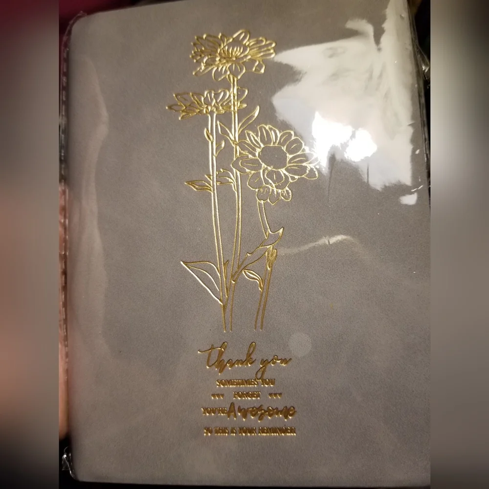 'Thank You Sometimes You Forget...' Gray and Gold Floral Journal